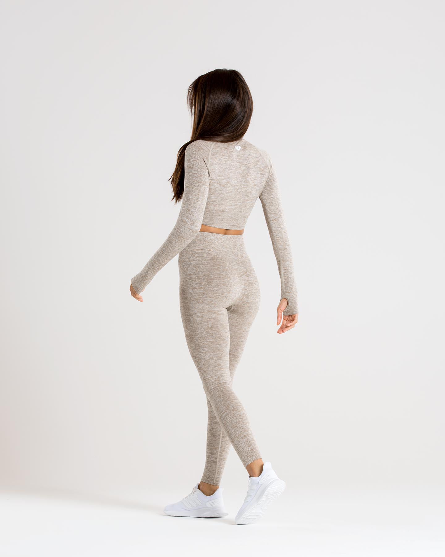 Move Seamless Long Sleeve Crop Top | Brown Grey Marl